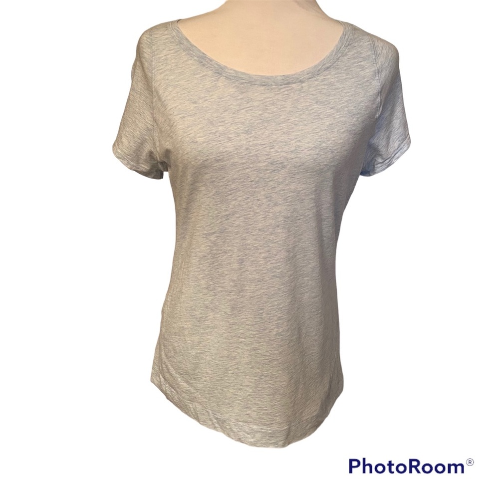 LULULEMON ATHLETICA TOP TEE SHORT SLEEVE PALE BLUE STRETCH COTTON BLEND SIZE 12